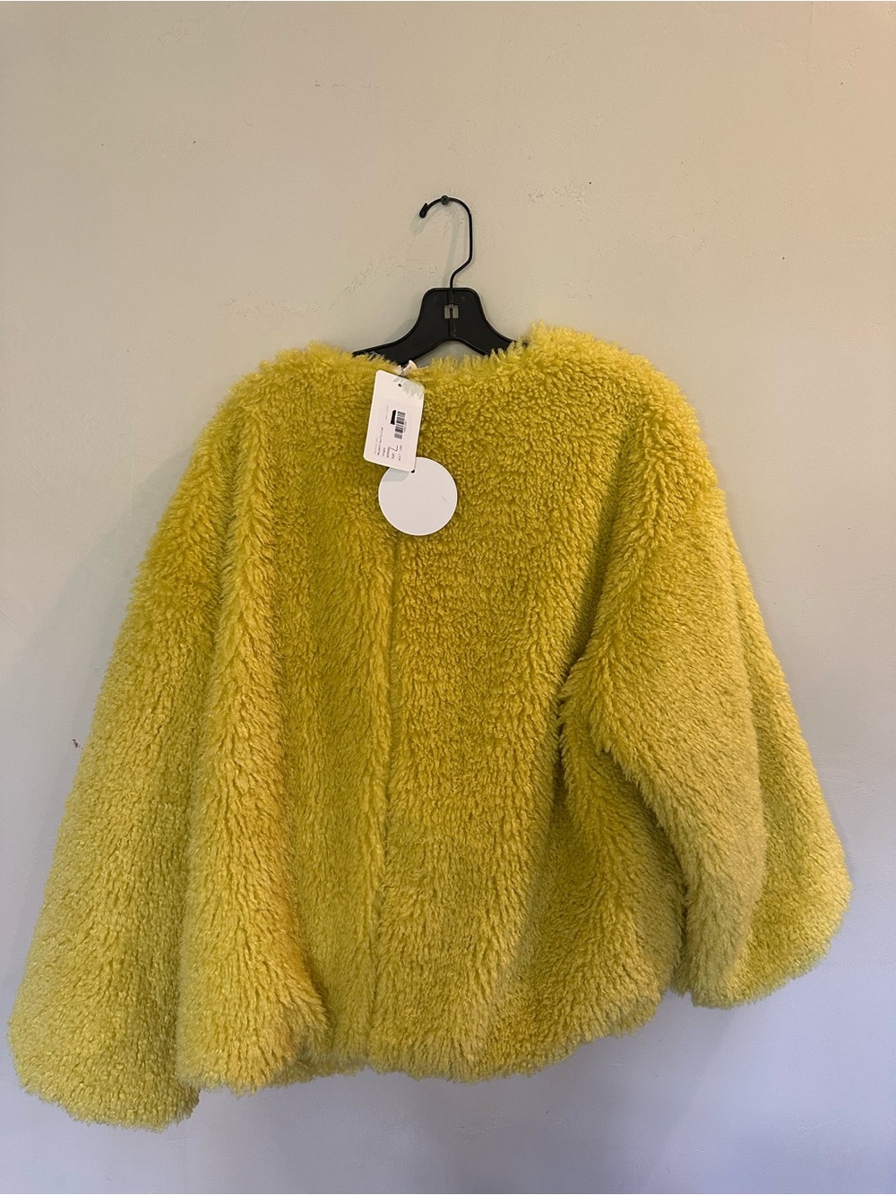 Umgee Lime Faux-Shearling Puffer Jacket with Pink Lining - Picture 3 of 7